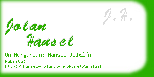 jolan hansel business card
